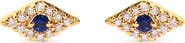 Haus of Brilliance 10K Yellow Gold Blue Sapphire and Diamond Accent Evil Eye Stud Earring