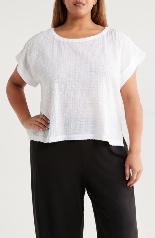 Eileen Fisher Boxy Boat Neck Organic Cotton Blend Top In White