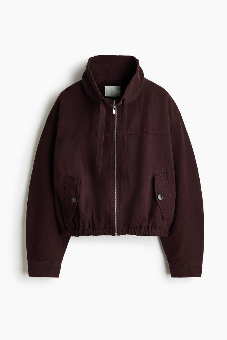 Linen-blend Jacket, Main, color, Dark brown