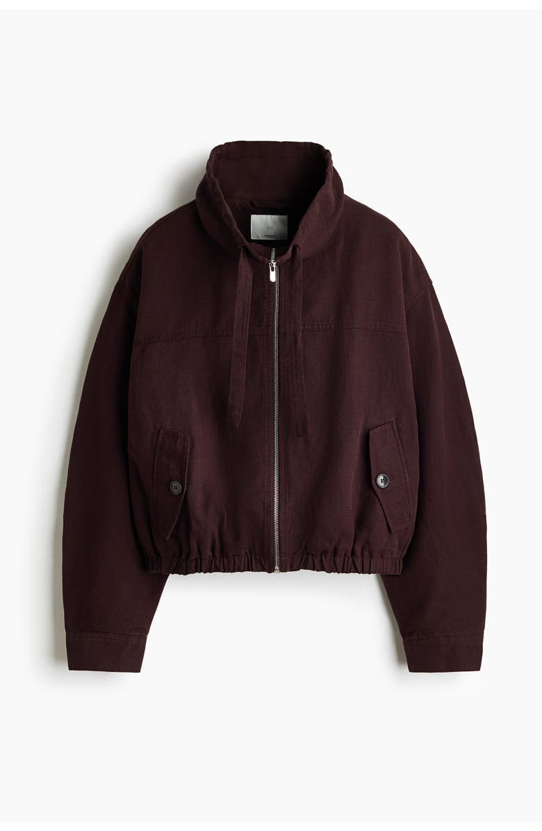 H&M Linen-blend Jacket, Main, color, Dark Brown