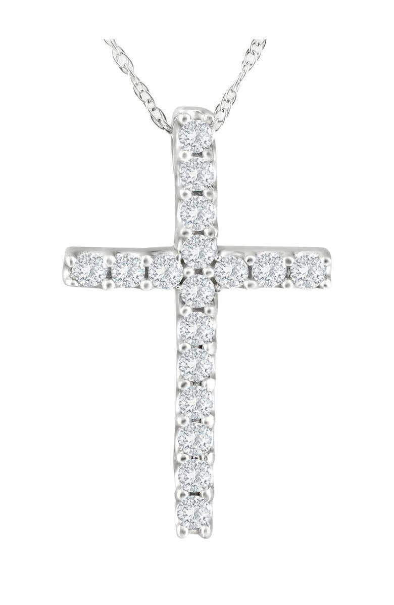 Bliss Diamond 1/3 Ct Lab Diamond Cross Pendant Necklace 18" Gold 21mm Tall, Main, color, 
