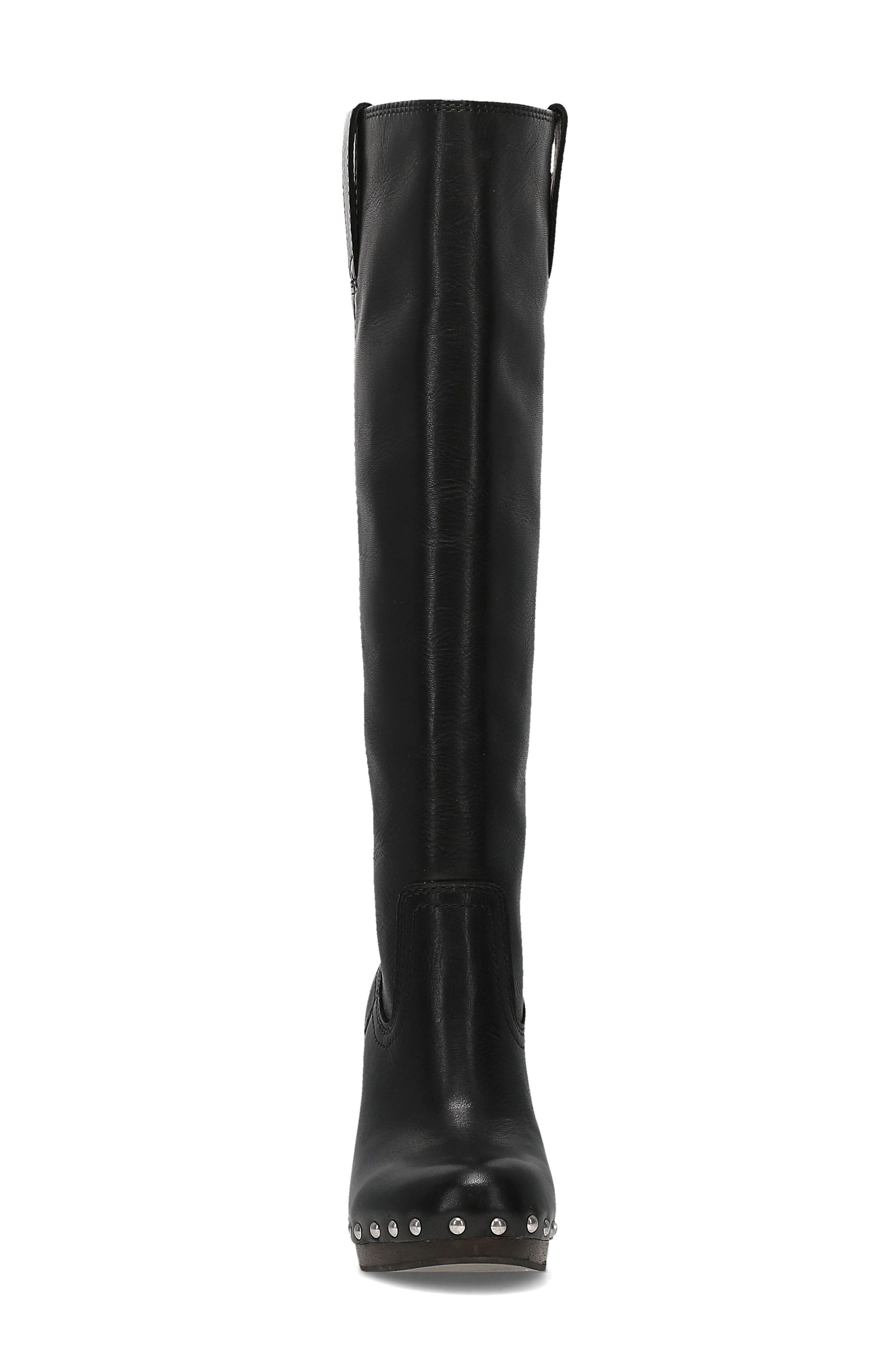 Cindy Pull On Leather Boot, Alternate, color, BLACK