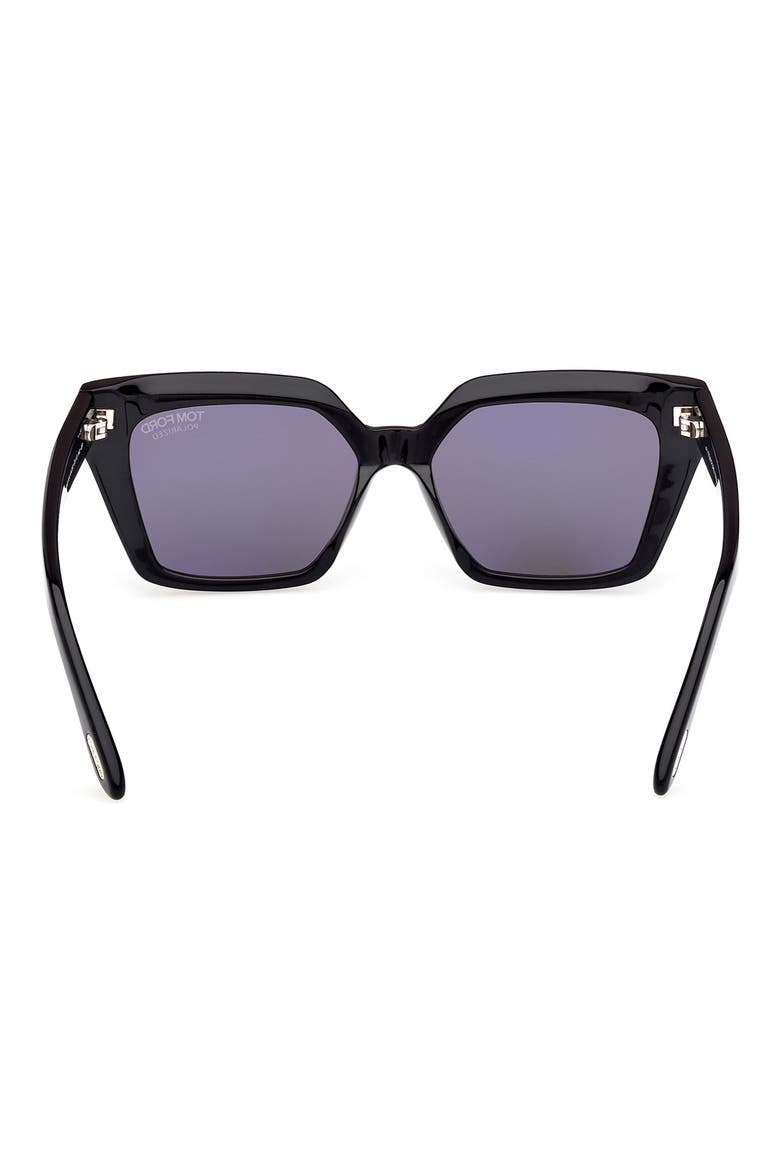 Winona 53mm Polarized Cat Eye Sunglasses, Alternate, color, BLACK ECO / T LOGO