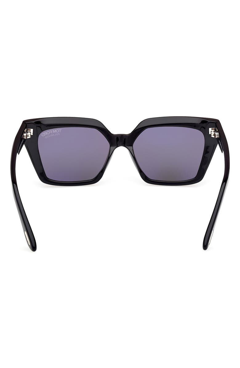TOM FORD Winona 53mm Polarized Cat Eye Sunglasses, Alternate, color, Black Eco / T Logo