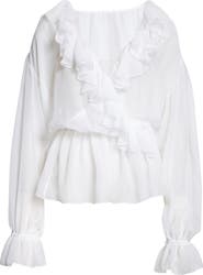 Dolce&Gabbana Ruffle Long Sleeve Silk Chiffon Top