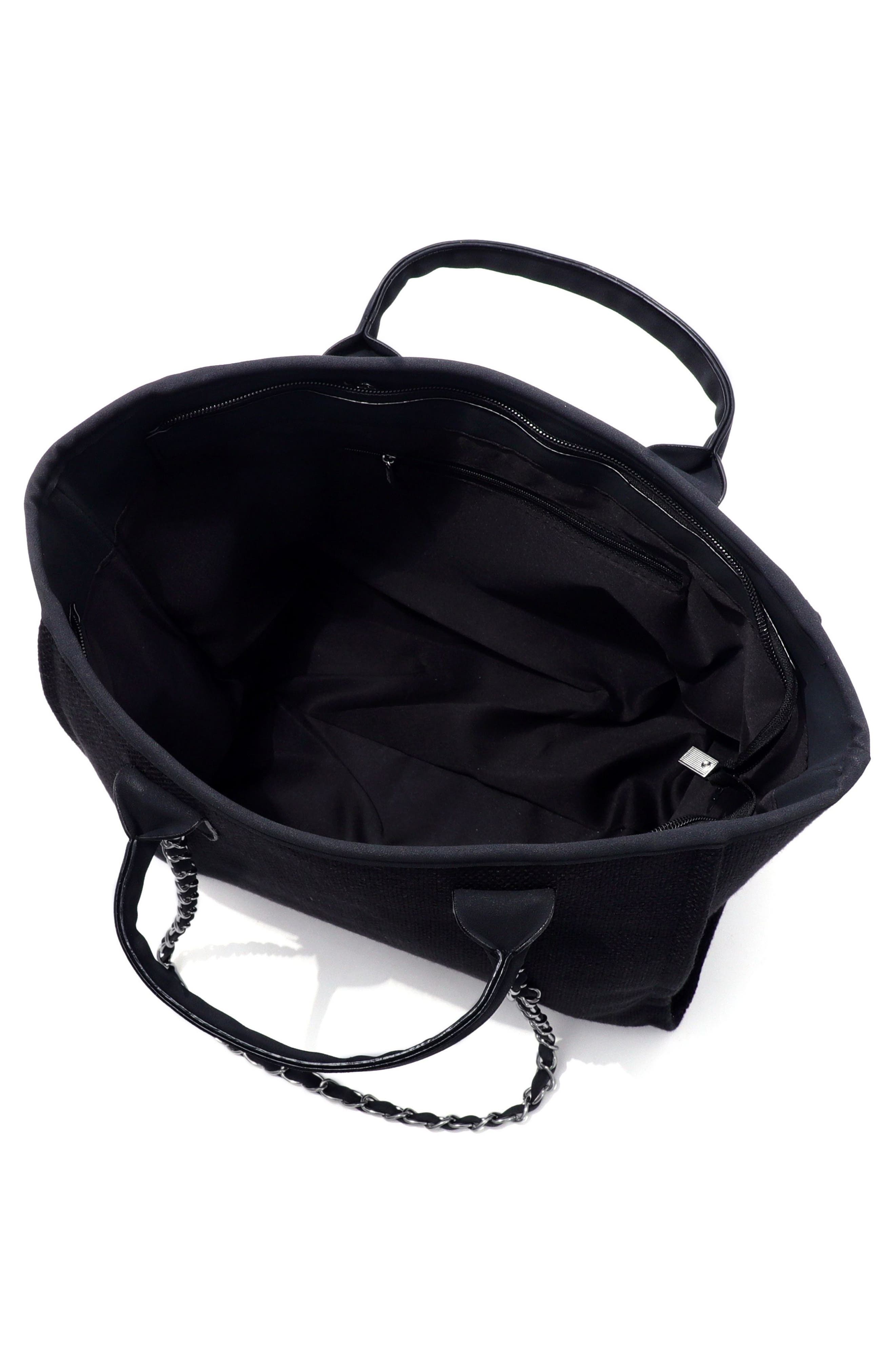Chain Oversized Tote, Alternate, color, BLACK
