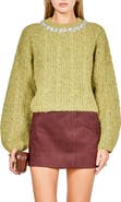 Endless Rose Jewel Fuzzy Cable Stitch Sweater