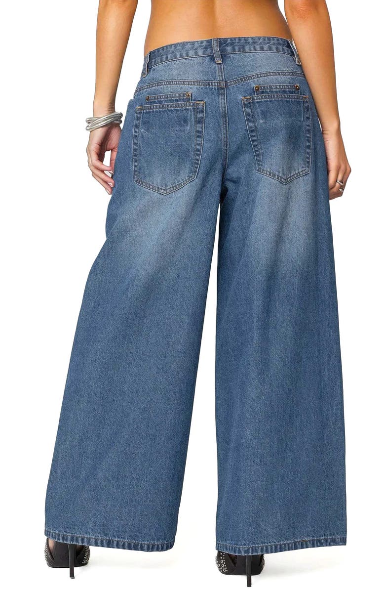 EDIKTED Jayden Low Rise Wide Leg Jeans, Alternate, color, Blue