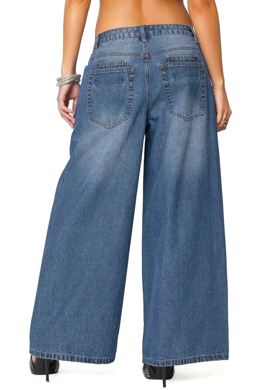 Shop Edikted Jayden Low Rise Wide Leg Jeans In Blue