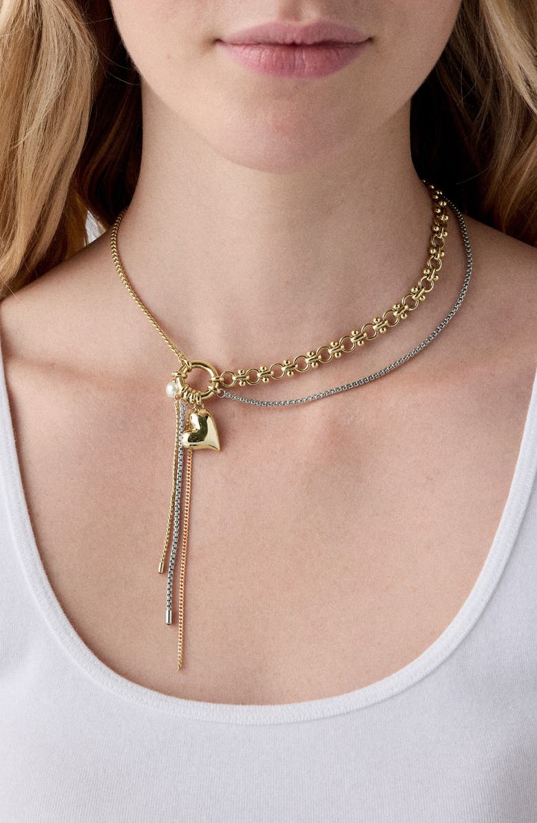 Kate Spade New York chain reaction asymmetric necklace, Alternate, color, 