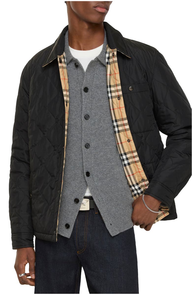 Burberry Reversible Quilted Nylon Overshirt, Main, color, Deep Black