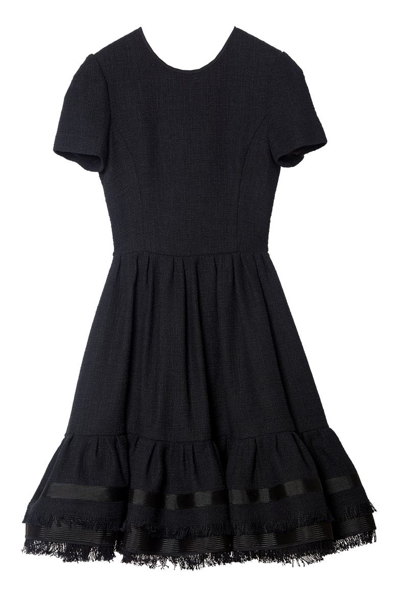 Ruffle A-Line Dress, Alternate, color, BLACK