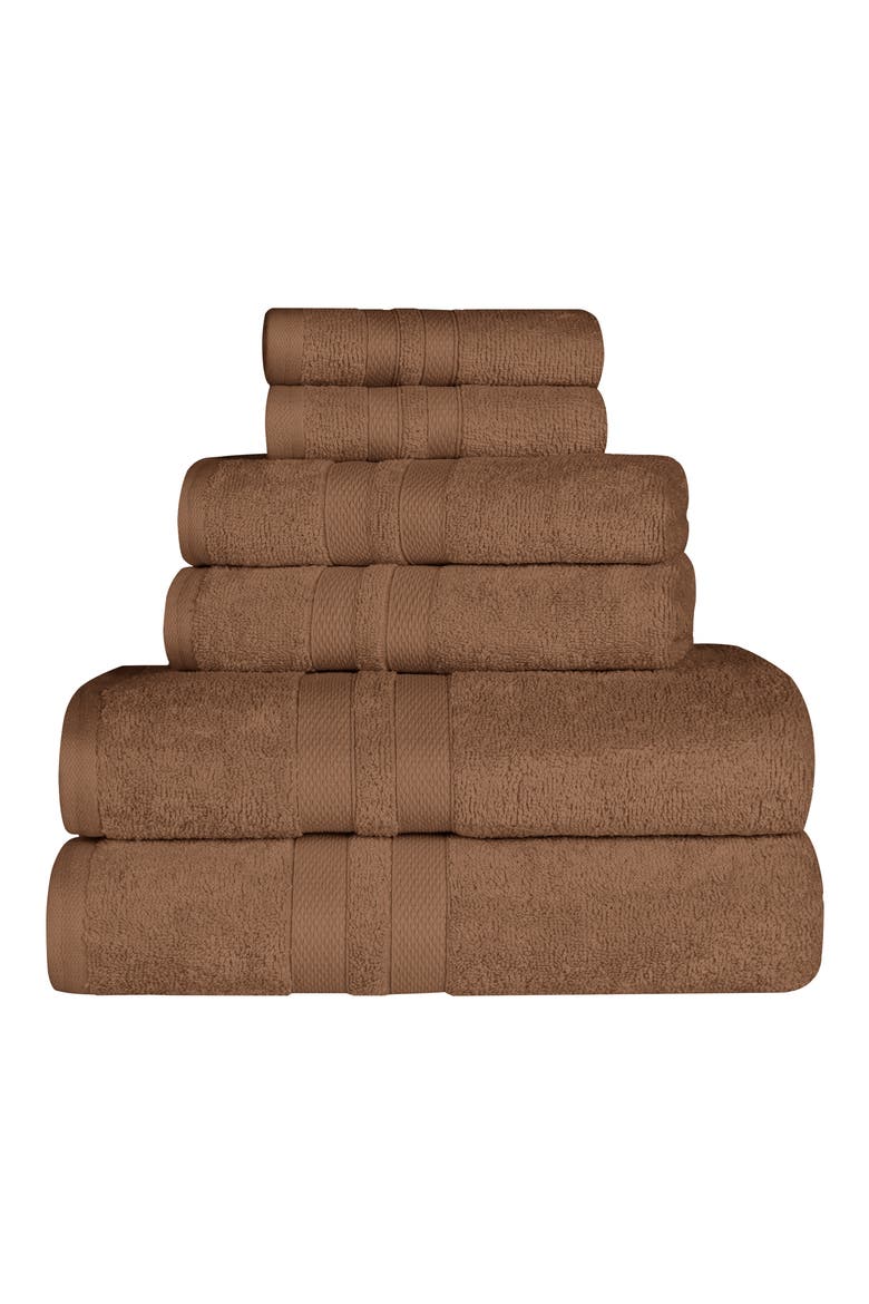 Solid Cotton 6-Piece Towel Set, Main, color, CHOCOLATE