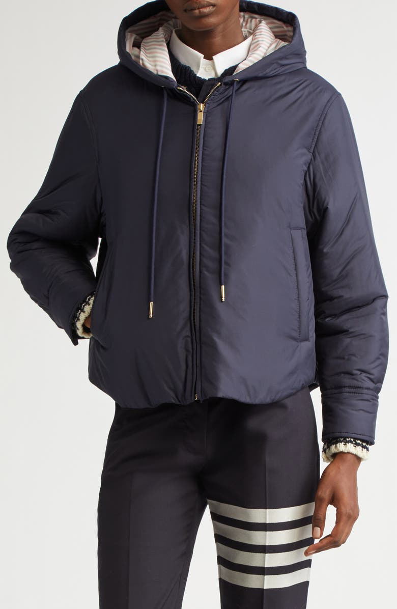 Thom Browne Technical Fabric Down Hooded Jacket, Main, color, 