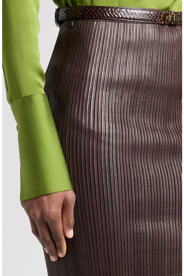 Leather Strips Tube Skirt, Alternate, color, COMBO WENGE BROWN/ BLACK