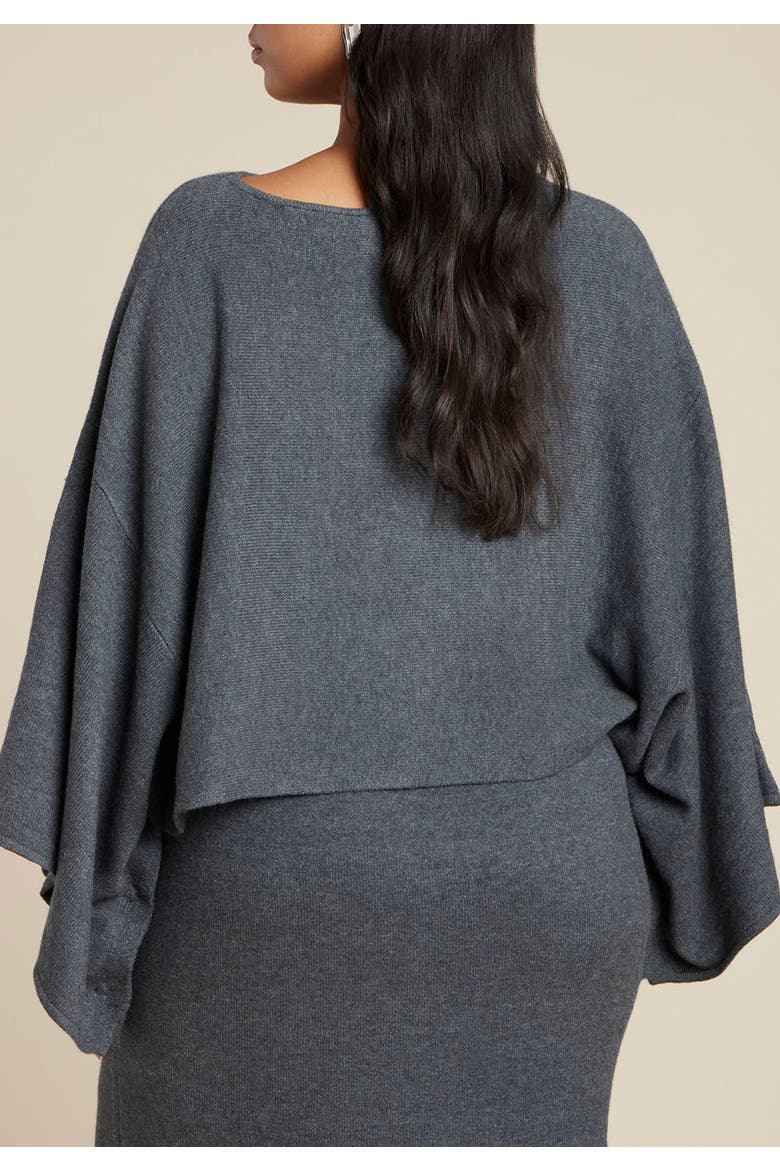 Draped Cropped Sweater, Alternate, color, DARK HEATHER GREY