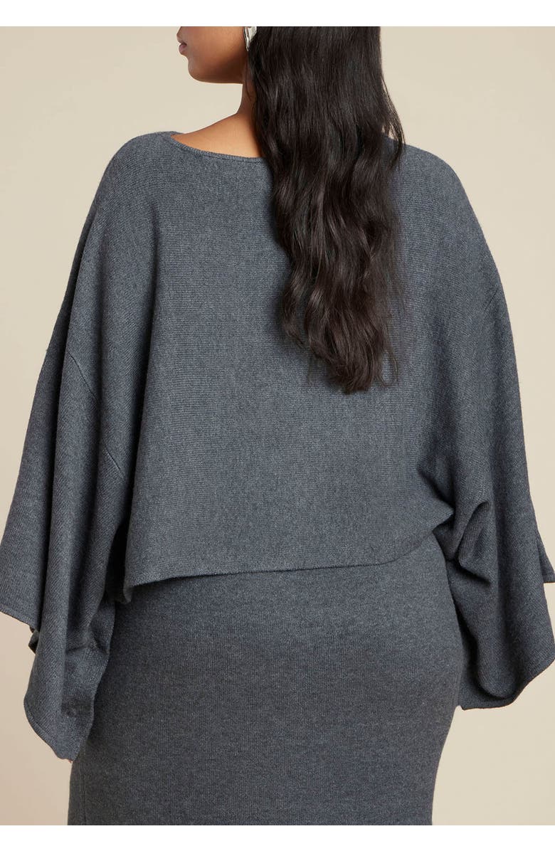 ELOQUII Draped Cropped Sweater, Alternate, color, Dark Heather Grey