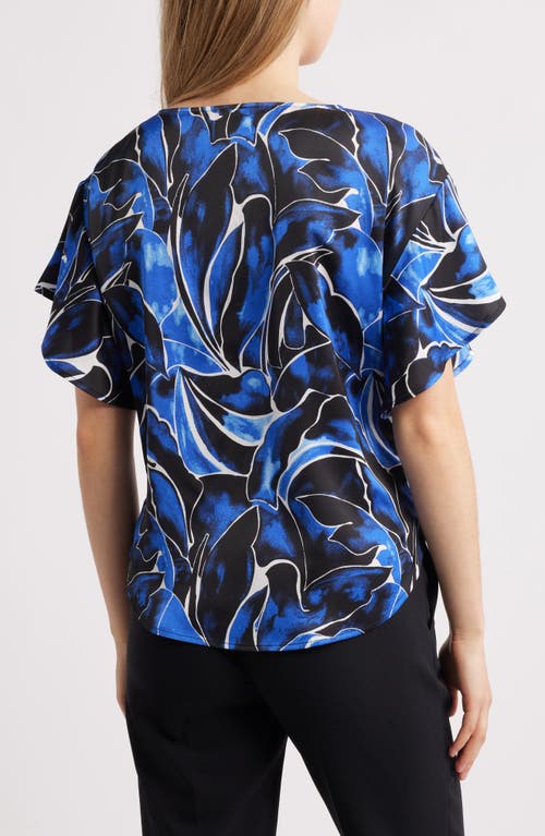 ANNE KLEIN ANNE KLEIN PRINT FLUTTER SLEEVE TOP