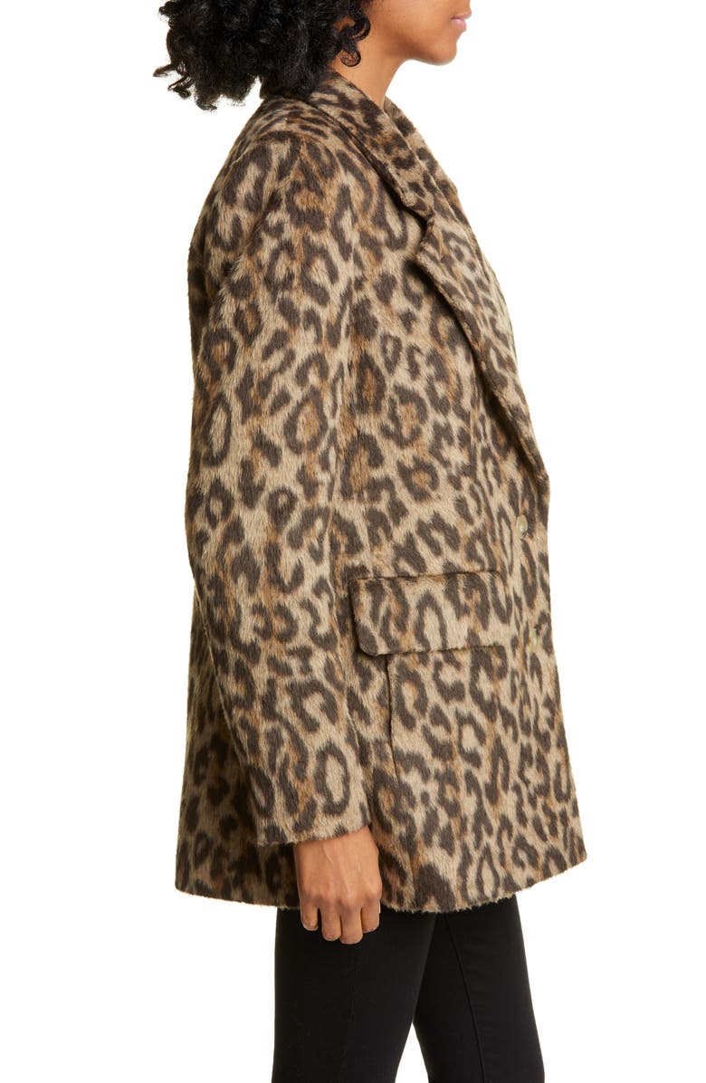 Rebecca Taylor Leopard Print Coat, Alternate, color, 