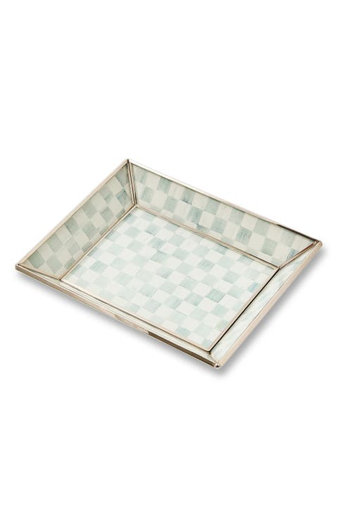 Sterling Check Small Glass Tray