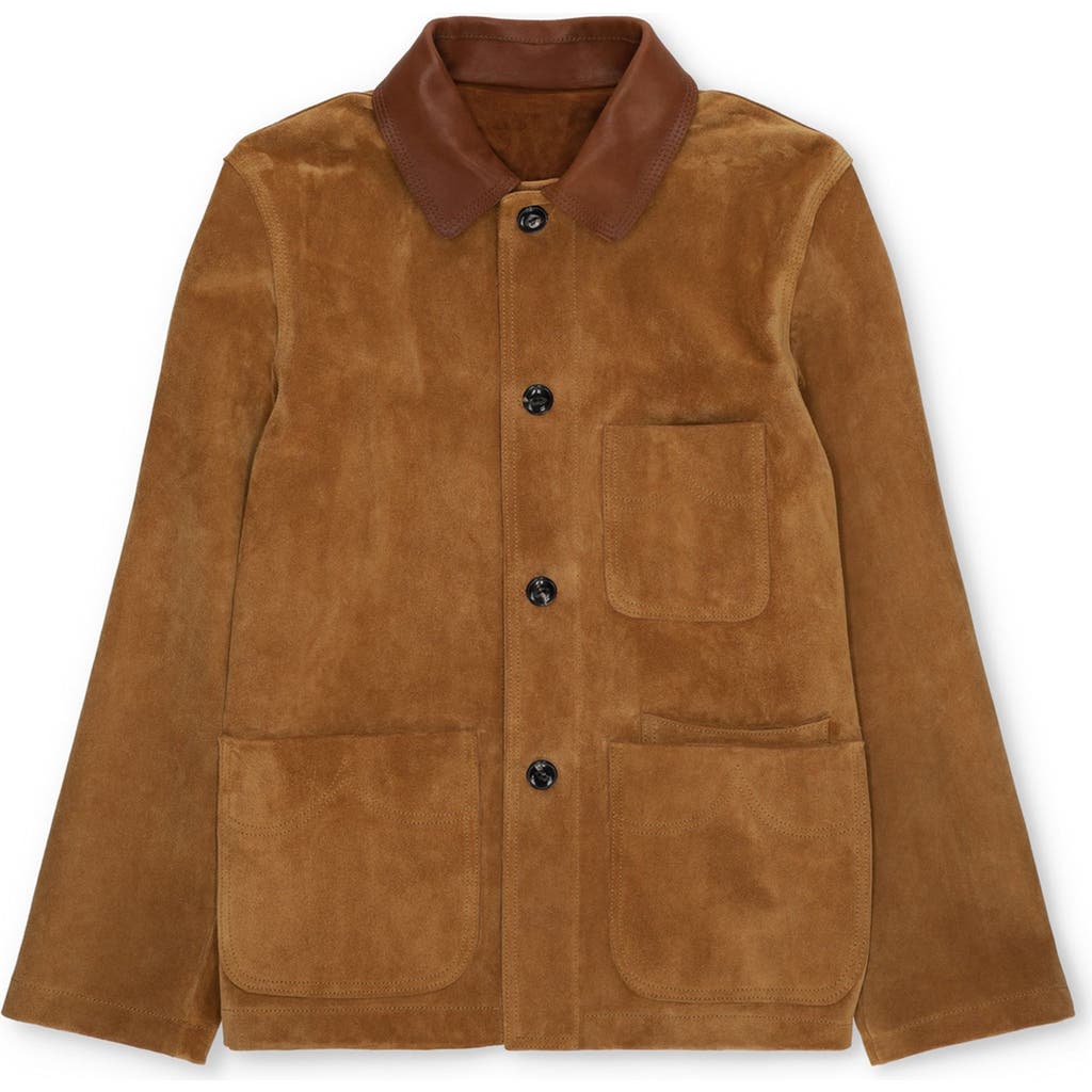 Fortela Montana Suede Leather Jacket In Brown