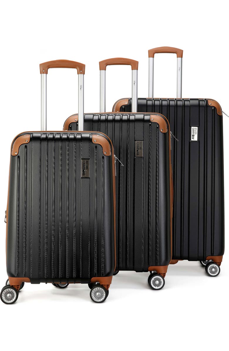 Miami Carry On Collins 3-Piece Hardside Spinner Luggage Set, Main, color, Black
