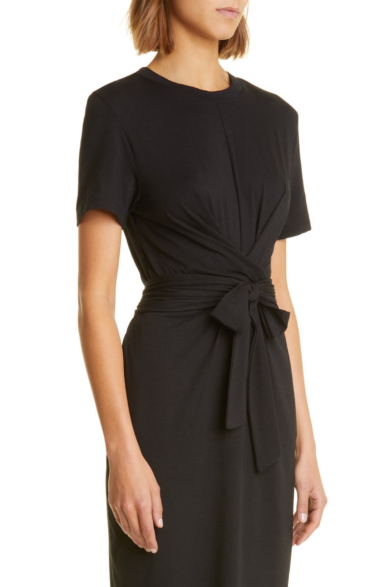 Nordstrom Signature Tie Front Short Sleeve Midi Dress, Alternate, color, 