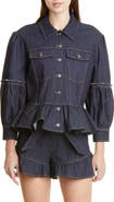Cinq à Sept Lizzie Peplum Denim Jacket