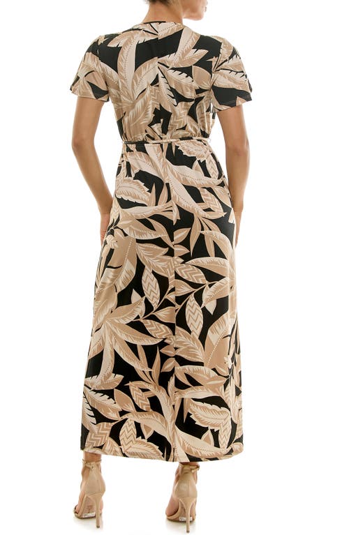 Nina Leonard Tie Waist Maxi Dress In Multi