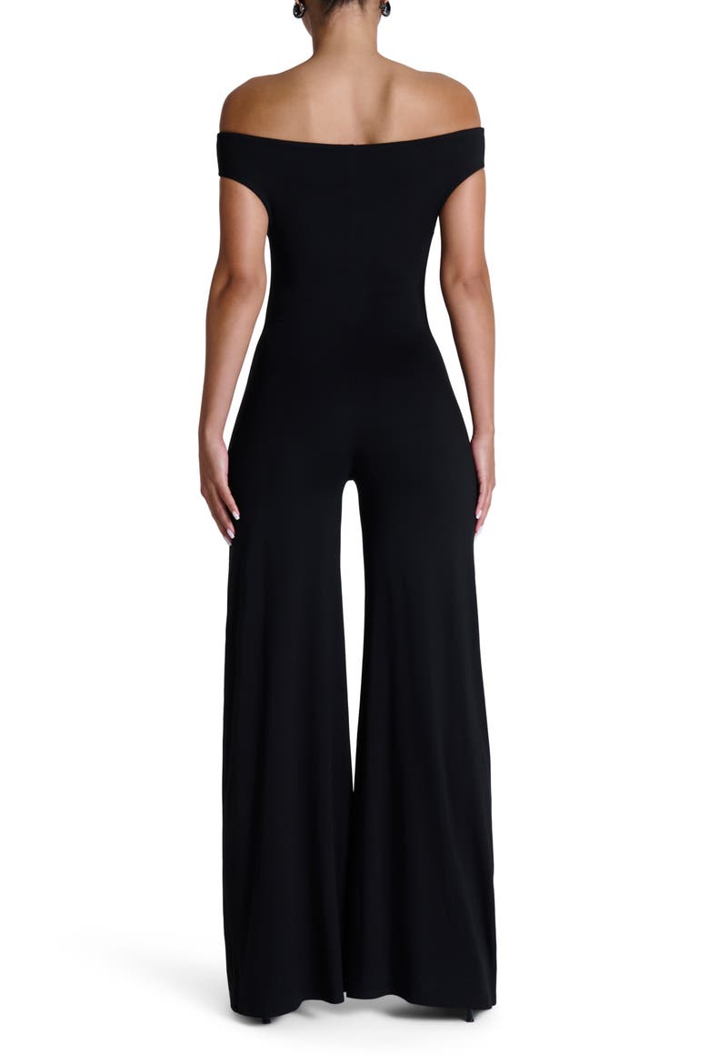 Smooth Off the Shoulder Wide Leg Jumpsuit, Alternate, color, BLACK