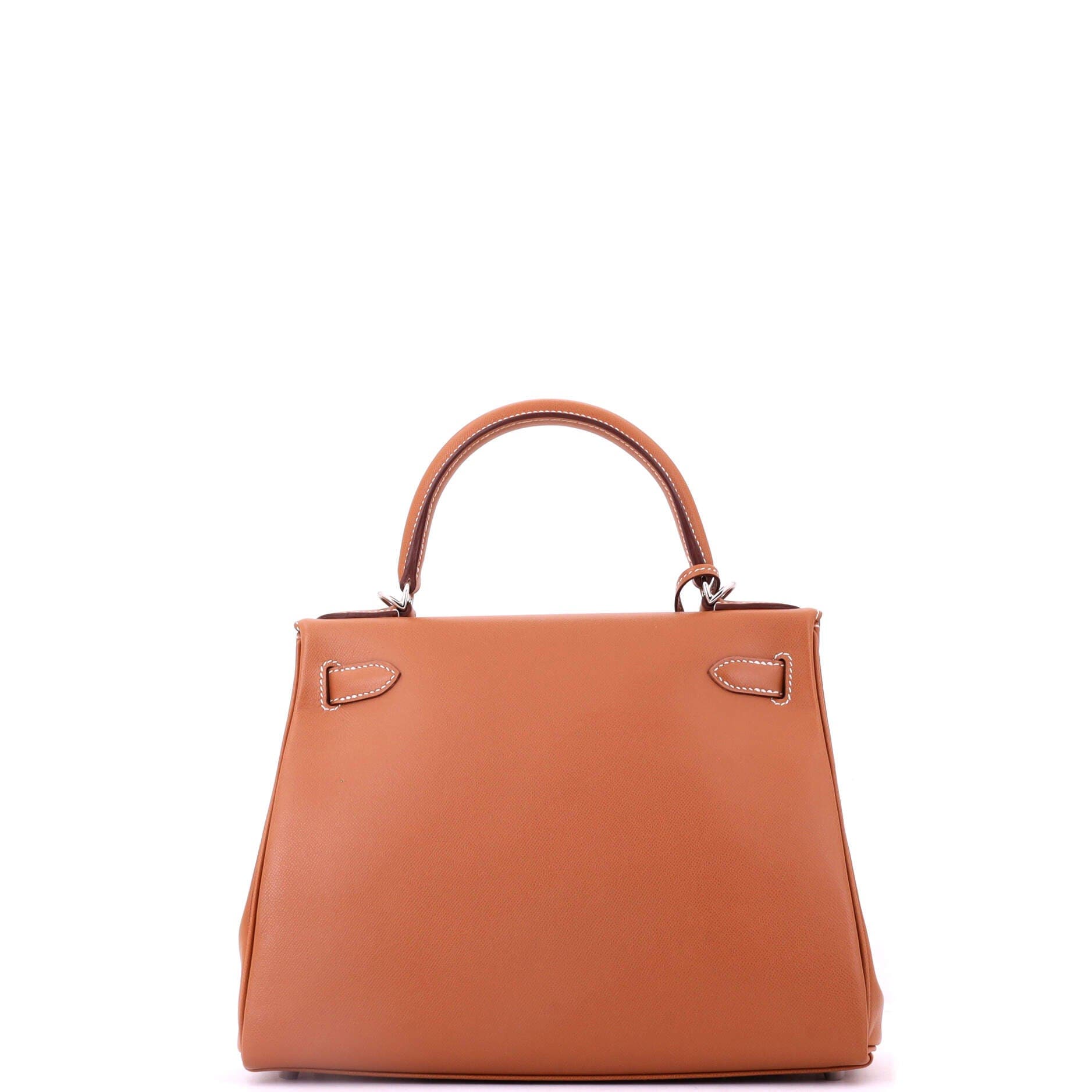 Pre-Owned Hermes Kelly Handbag Brown Madame with Palladium Hardware 28, Alternate, color, Gold