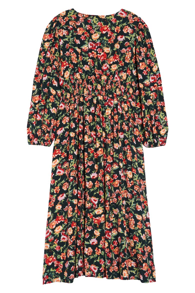 Floral Print Long Sleeve Dress, Alternate, color, GREEN SPRING MEDLEY