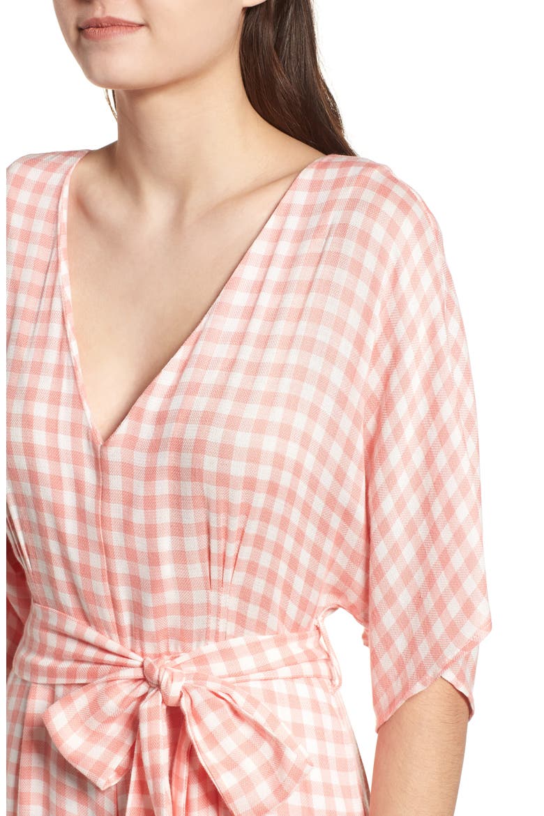 Brunch Gingham Jumpsuit, Alternate, color, GRAPEFRUIT PINK