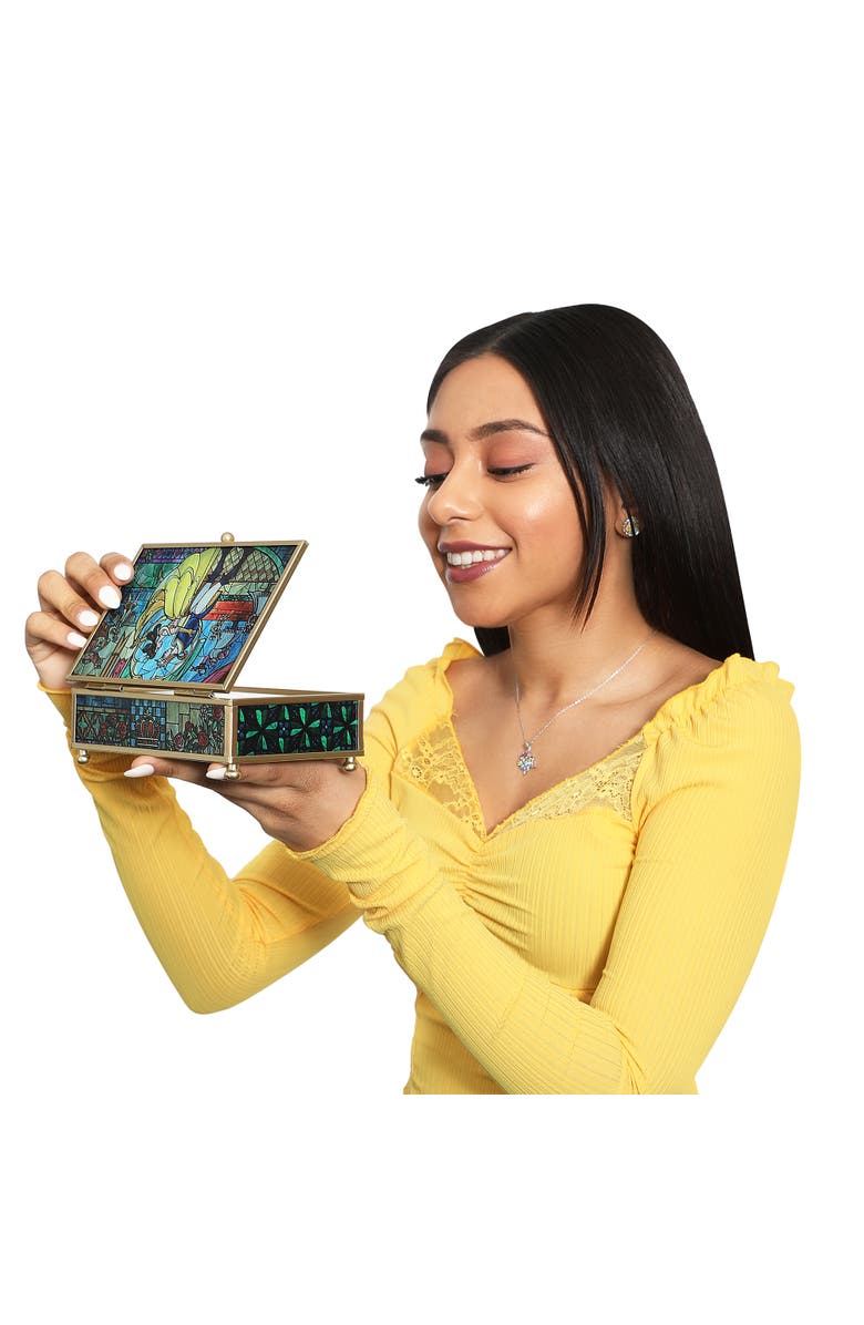 Disney Beauty and the Beast Stained Glass Jewelry Box, Alternate, color, Multicolor
