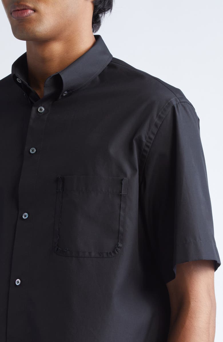 Maison Margiela Short Sleeve Button-Down Shirt, Alternate, color, Black
