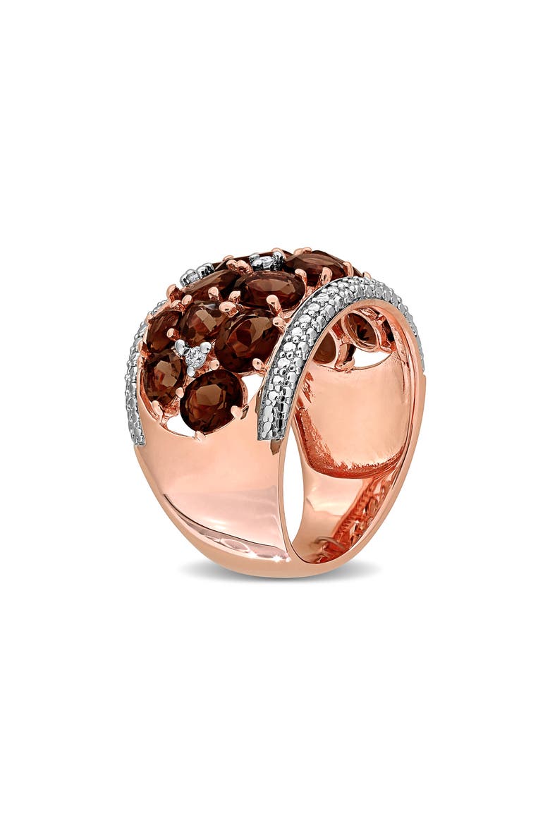 Rose Gold Plated Smoky Quartz Statement Ring, Alternate, color, BROWN