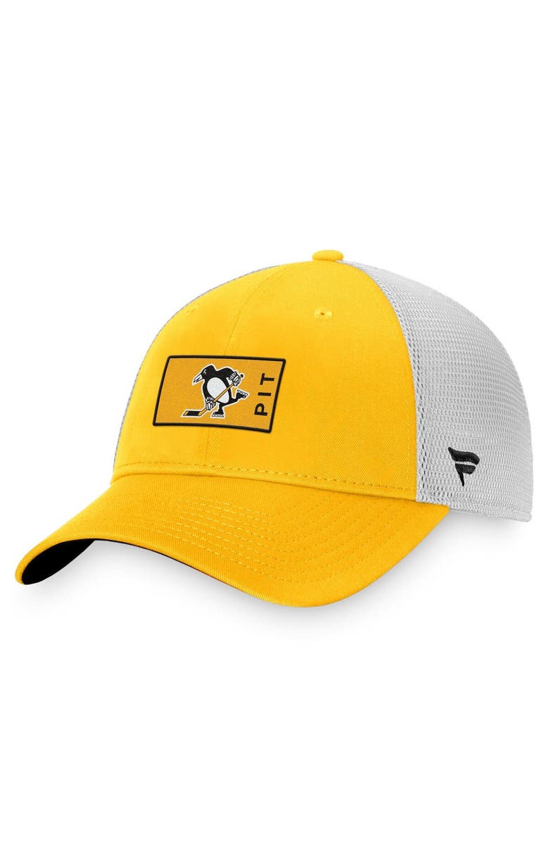 FANATICS Men's Fanatics Branded Gold/White Pittsburgh Penguins Authentic Pro Trucker Snapback Hat, Main, color, Gold