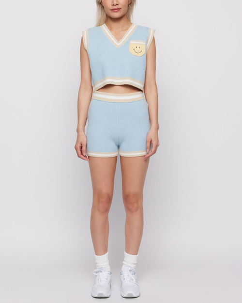 Samii Ryan Smiley® Wimbeldon Knit Shorts In Baby Blue