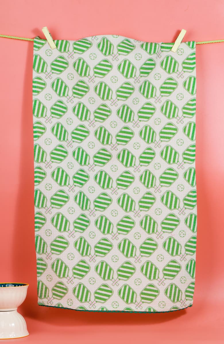 Tiramisu Pickleball Game Day Set of 3 Kitchen Towels, Alternate, color, Kelly Green/ White