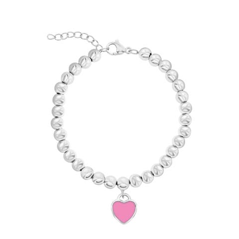 Beaded Pink Heart Bracelet
