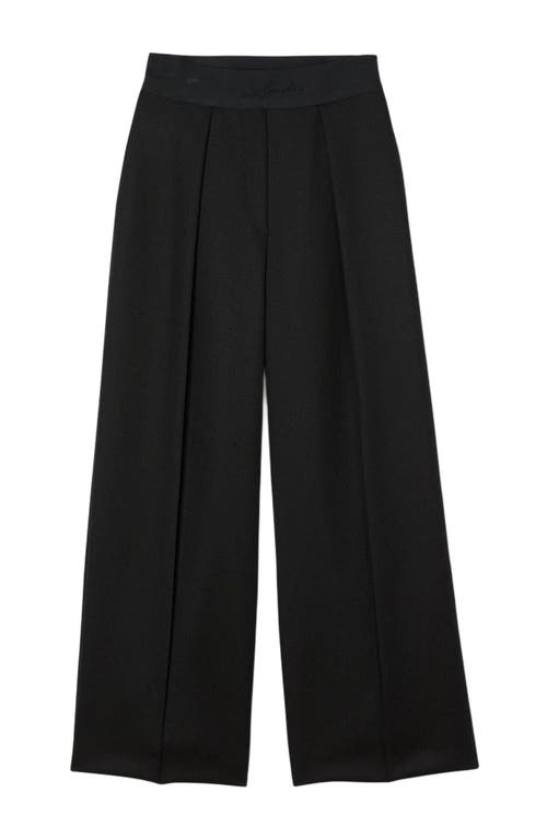 Sandro Elastic Waist Wide Leg Trousers In Blue