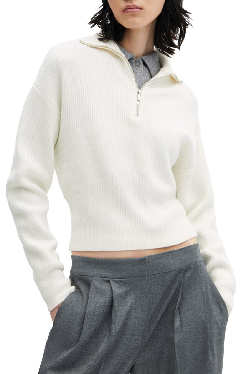MANGO Half Zip Rib Sweater, Main, color, 