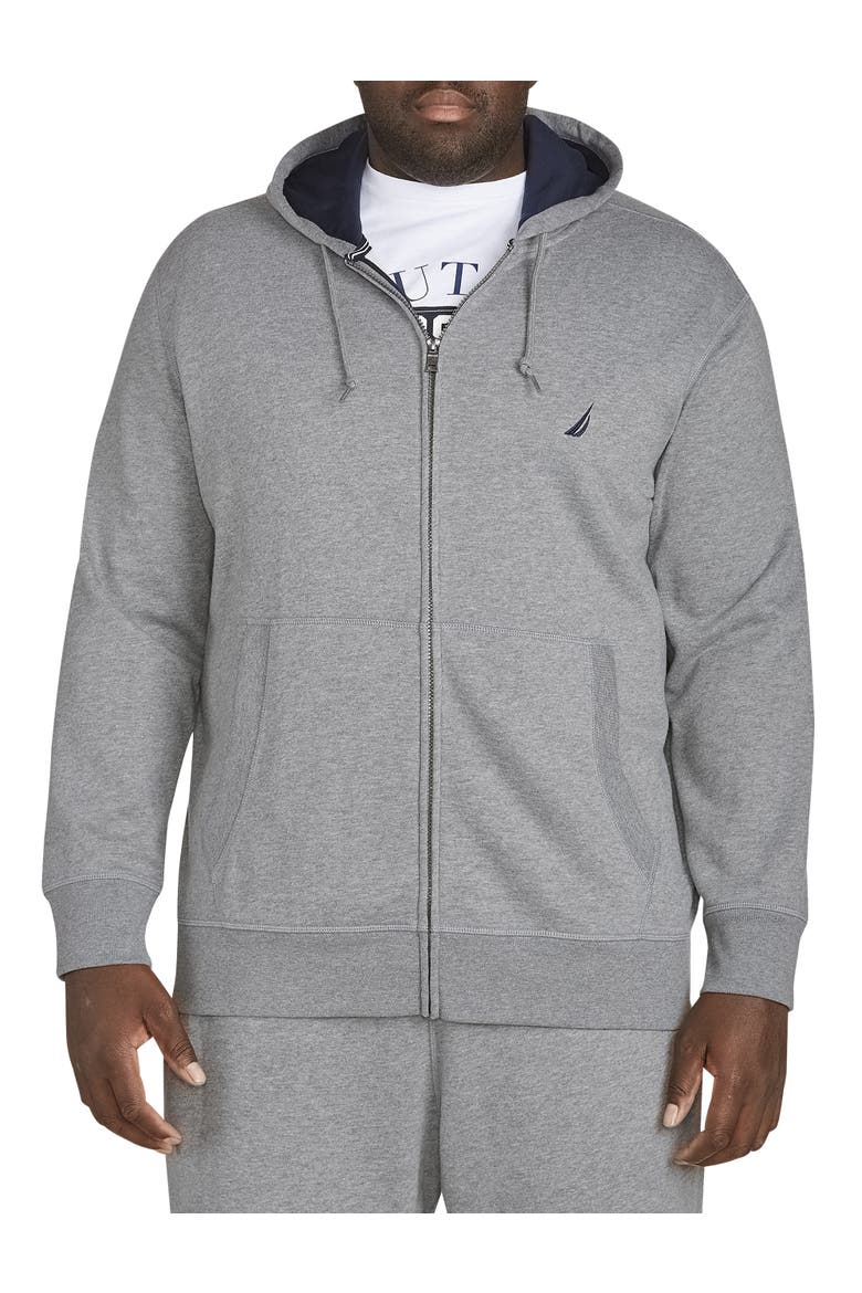 Big & Tall Full-Zip Fleece Hoodie, Alternate, color, STONE HEATHER GREY