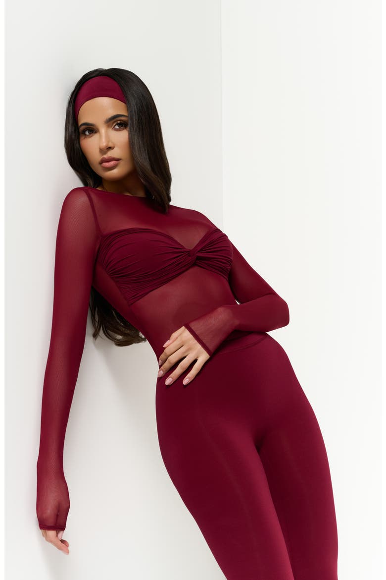 Long Sleeve Mesh Bodysuit, Alternate, color, SANGRIA