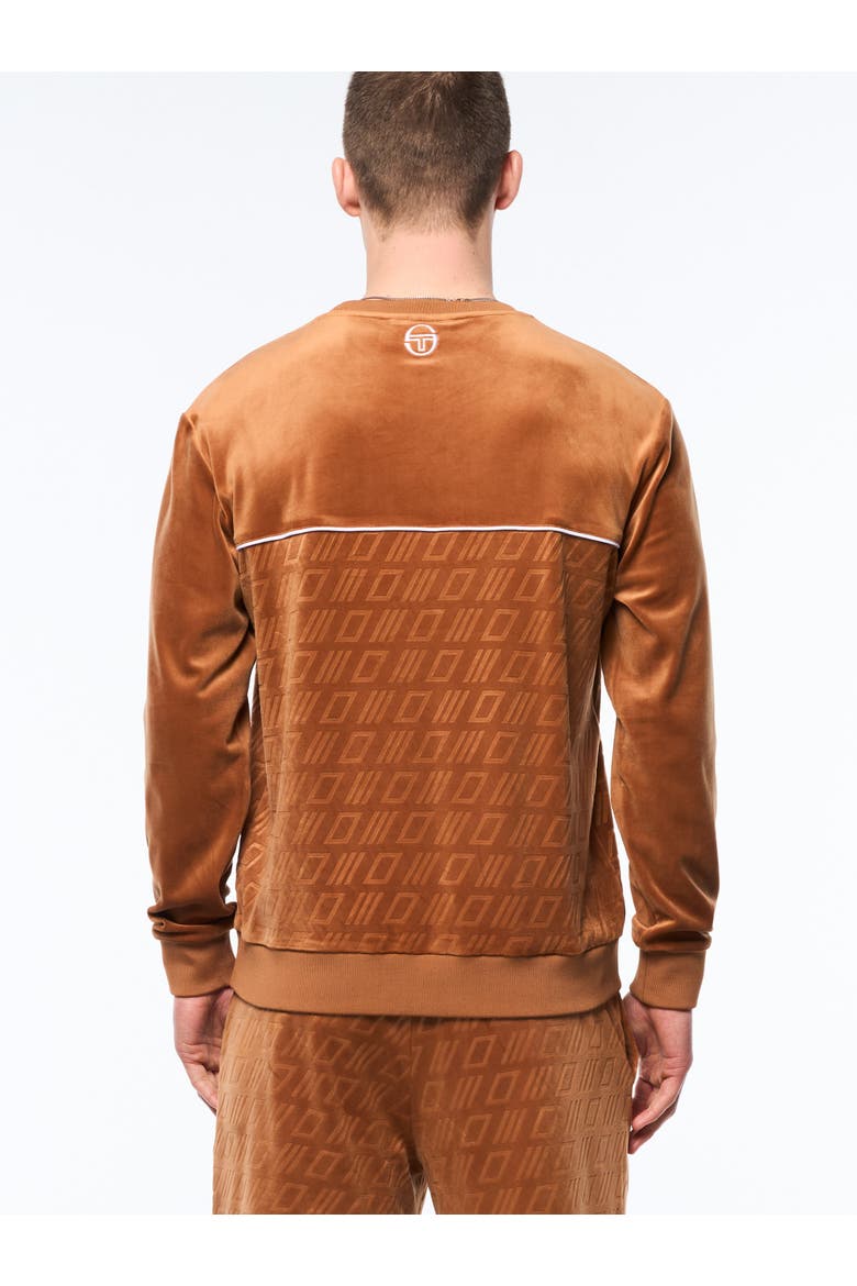 Bandiera Debossed Velour Crewneck, Alternate, color, SUGAR ALMOND
