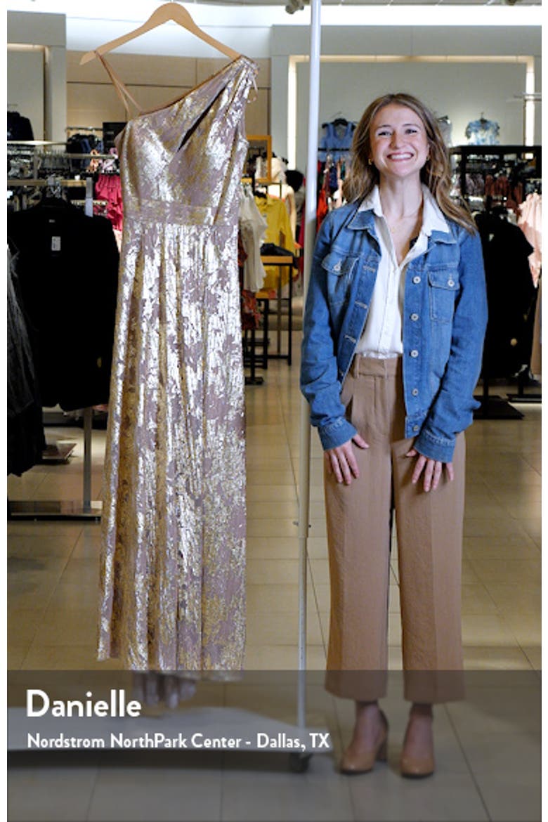 Metallic Floral One-Shoulder Sheath Gown video
