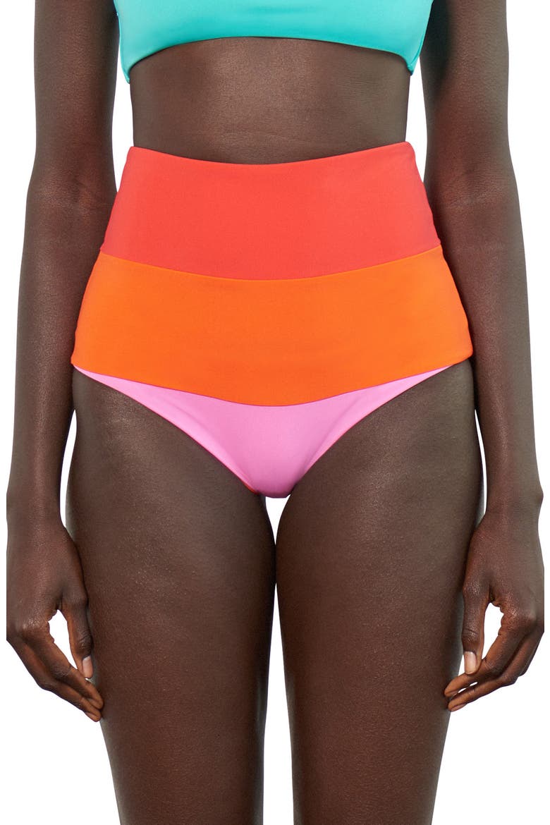 Lydia High-Waist Bikini Bottoms, Main, color, ORANGE MULTI