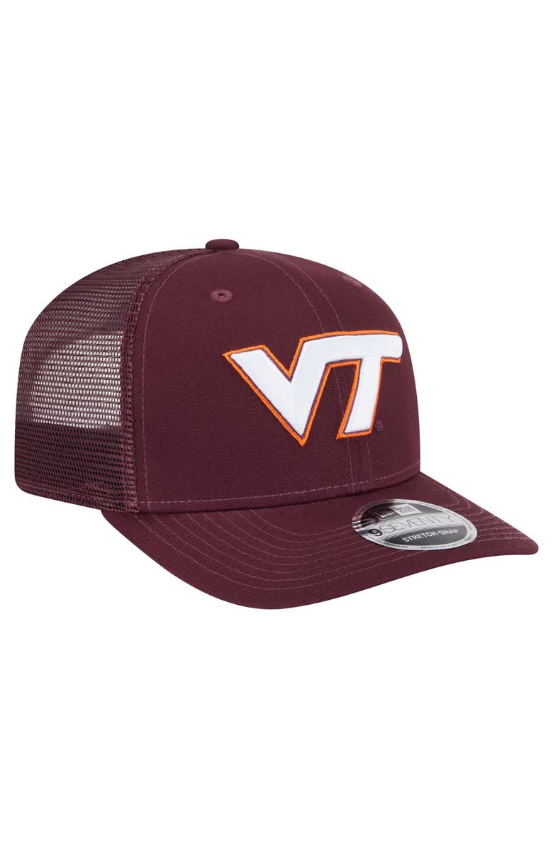 New Era Men's New Era Maroon Virginia Tech Hokies Primary 9SEVENTY Trucker Stretch-Snap Hat, Alternate, color, 