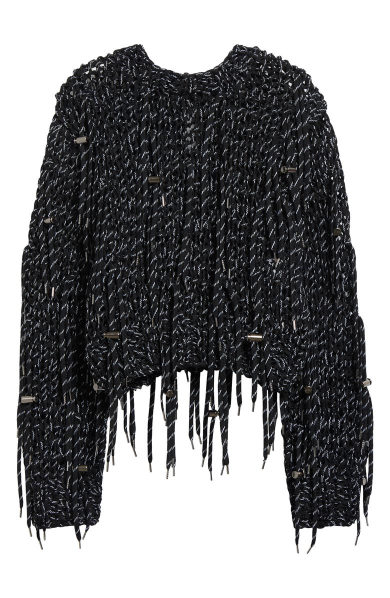 Sacai Shoelace Knit Sweater, Alternate, color, Black