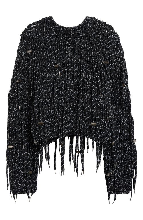 Shop Sacai Shoelace Knit Sweater In Black